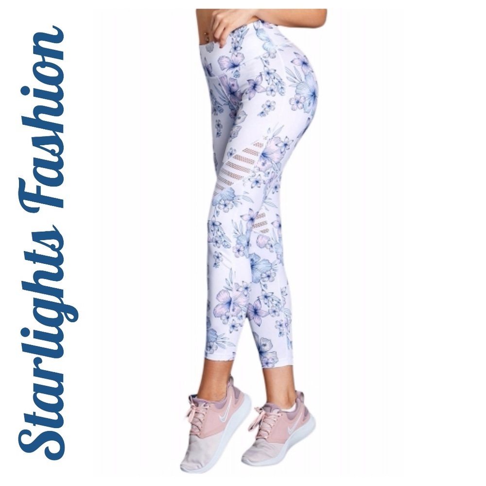 White Floral Gym Leggins ( Mesh) - Picture 3 of 5